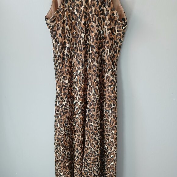 VTG 1990s Hampton Nites Sz 12 Cheetah Print Chiffon Cocktail Maxi Dress Lined - Picture 13 of 14